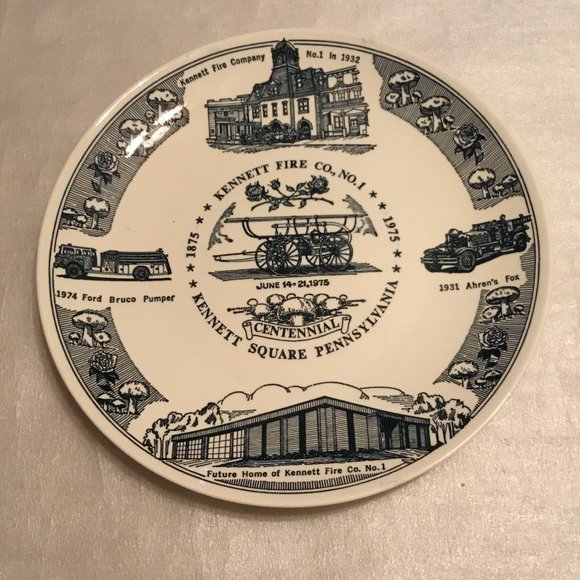 Vintage Kettlesprings Kilns Kennett Fire Company No.1 1875-1975 centennial plate - Picture 1 of 11
